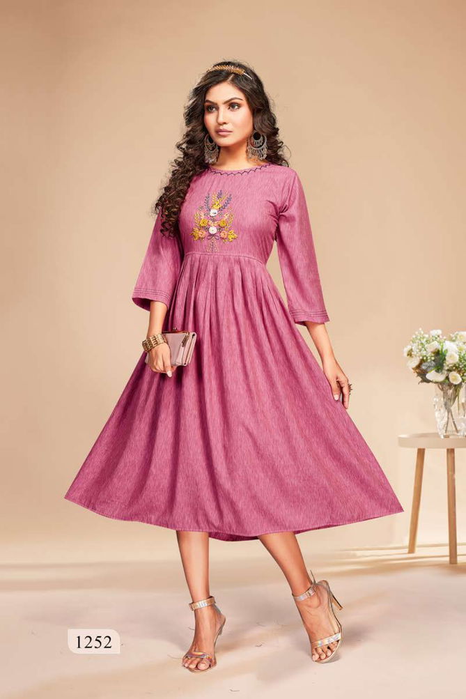 Munch Dee Cee New Exclusive Wear Rayon Designer Fancy Kurtis Collection